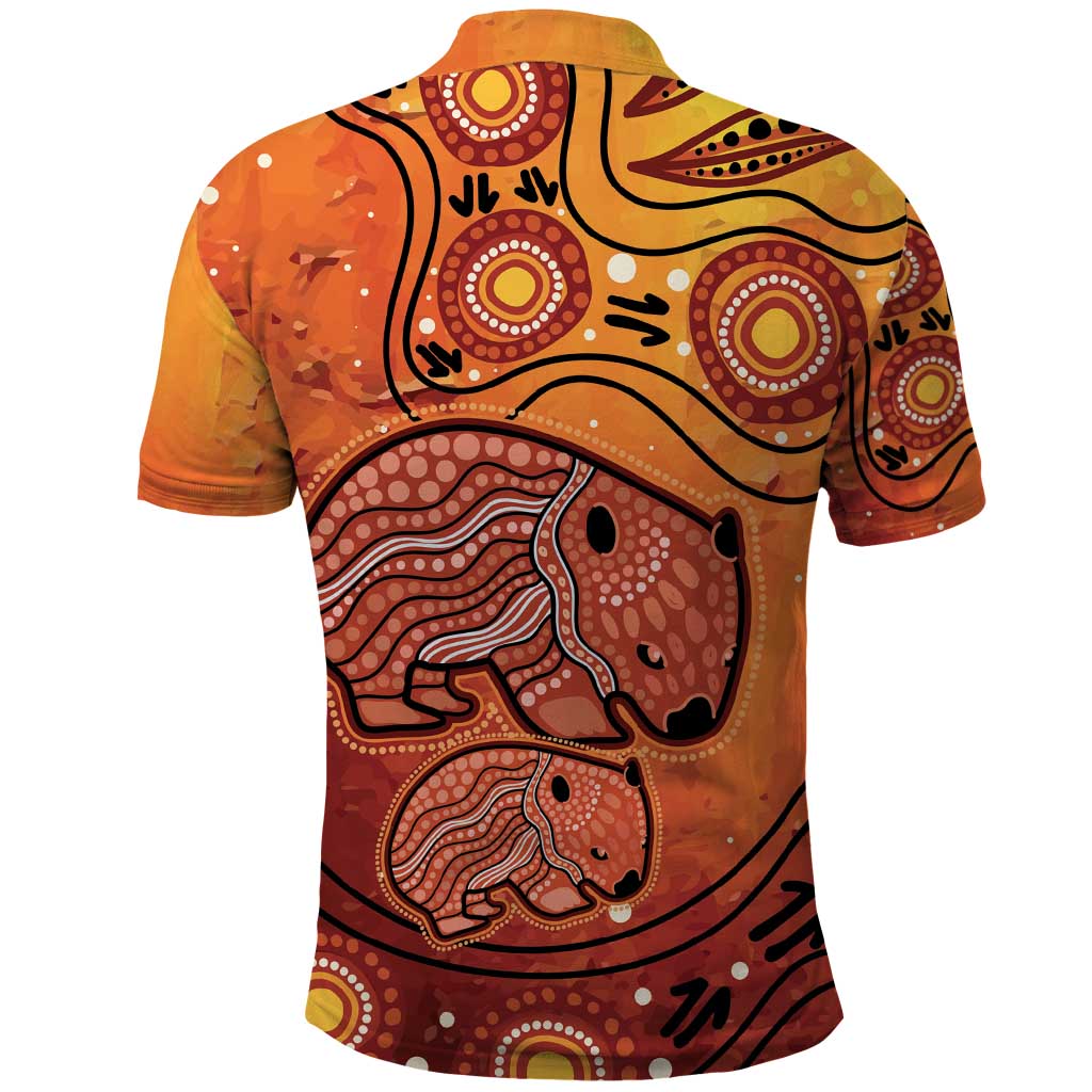 Australia Wombat Polo Shirt Indigenous Art