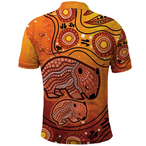 Australia Wombat Polo Shirt Indigenous Art