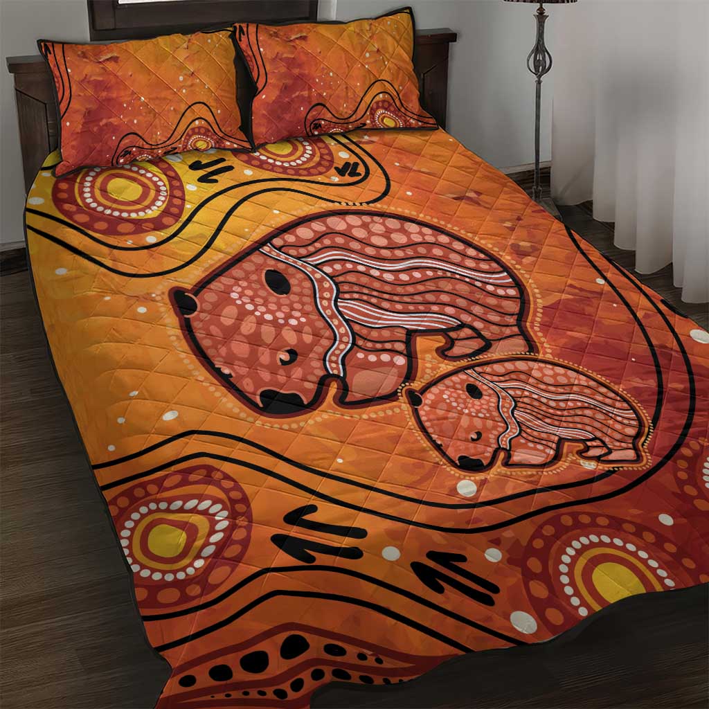 Australia Wombat Quilt Bed Set Indigenous Art