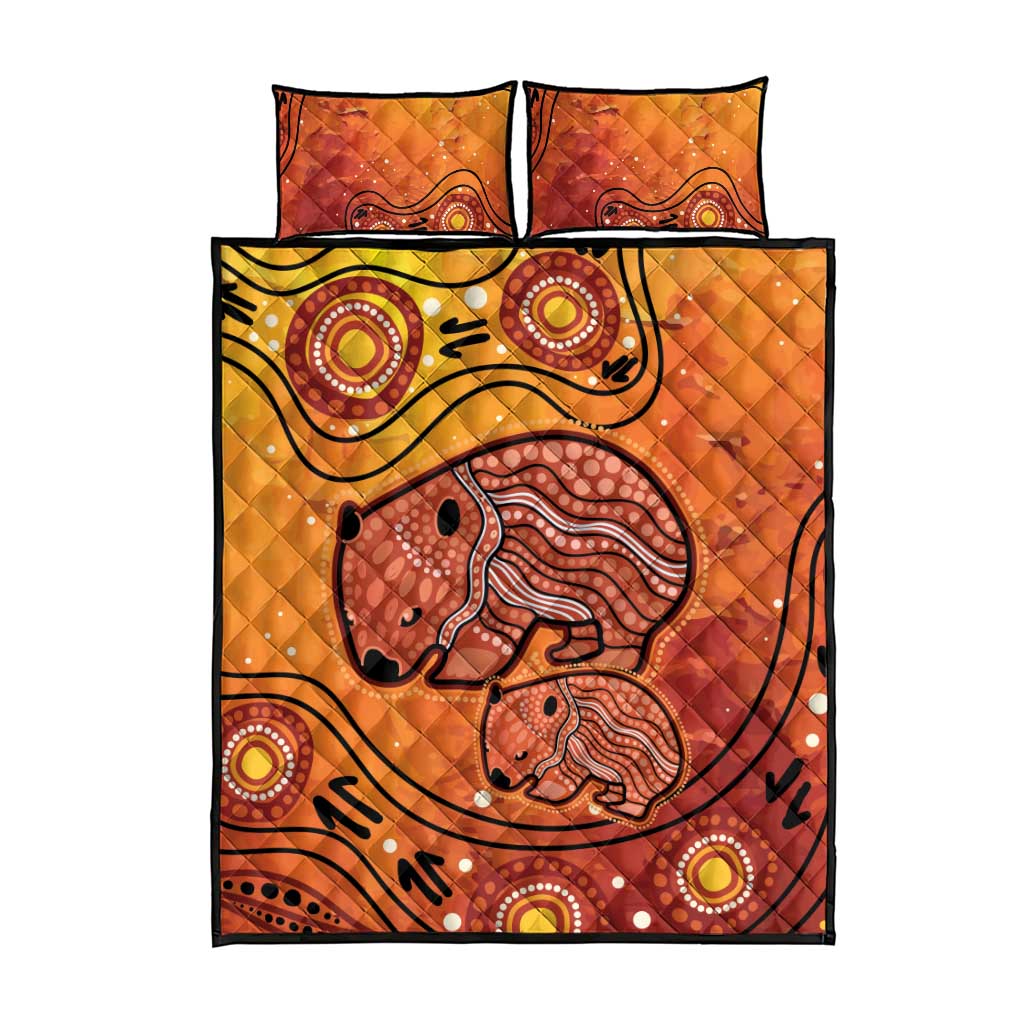 Australia Wombat Quilt Bed Set Indigenous Art