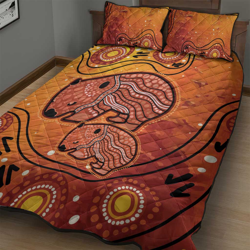 Australia Wombat Quilt Bed Set Indigenous Art