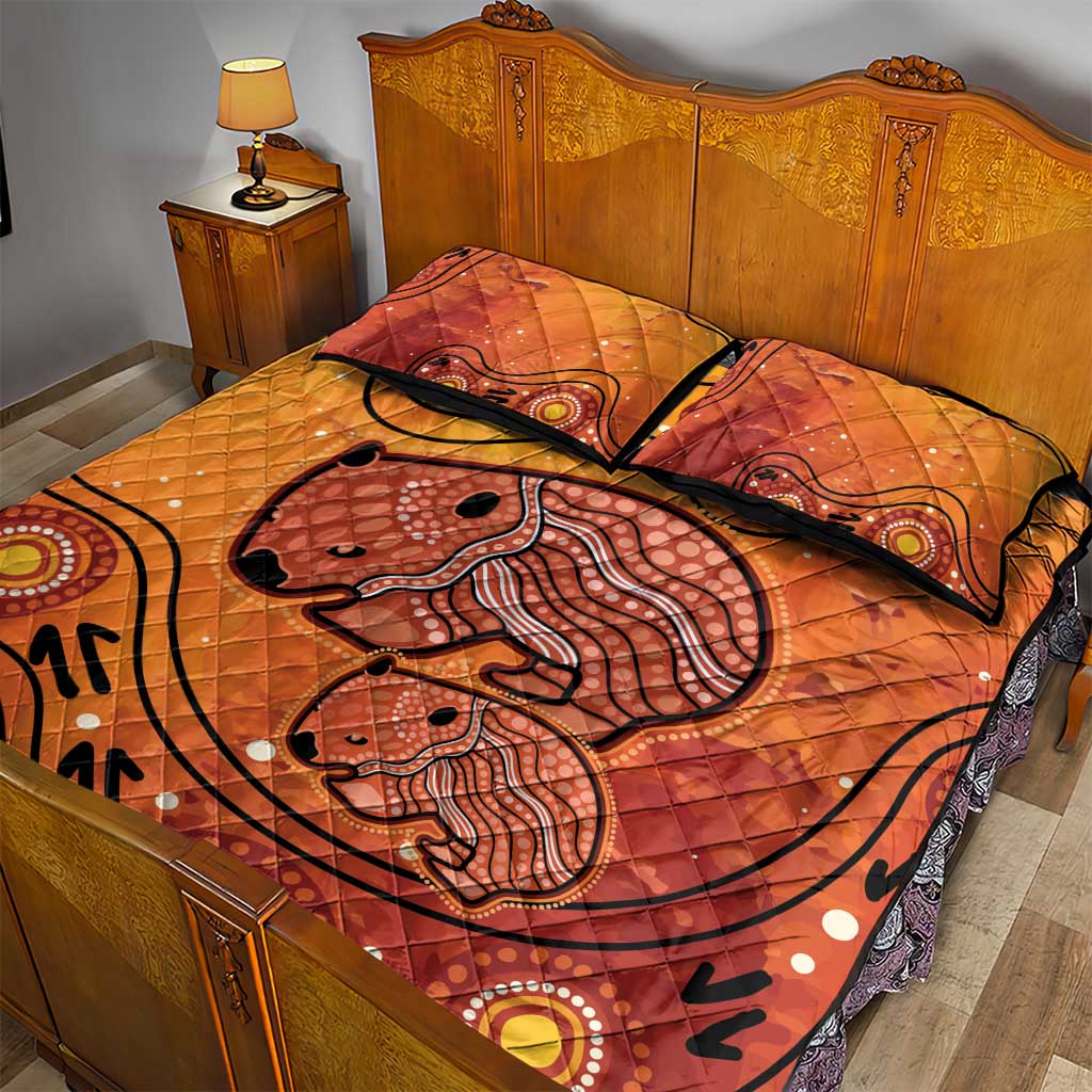 Australia Wombat Quilt Bed Set Indigenous Art