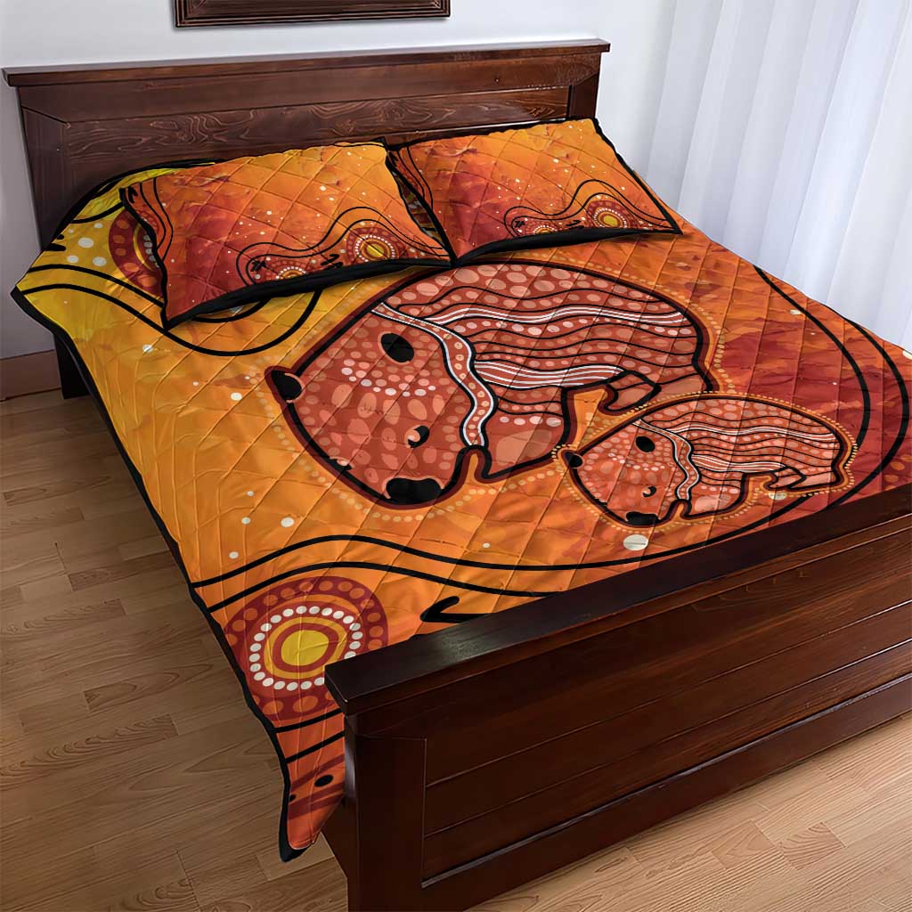 Australia Wombat Quilt Bed Set Indigenous Art