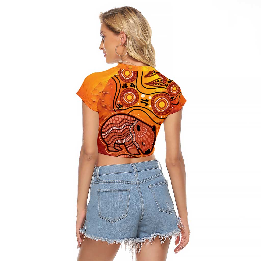 Australia Wombat Raglan Cropped T Shirt Indigenous Art