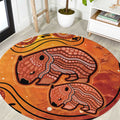 Australia Wombat Round Carpet Indigenous Art