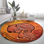 Australia Wombat Round Carpet Indigenous Art