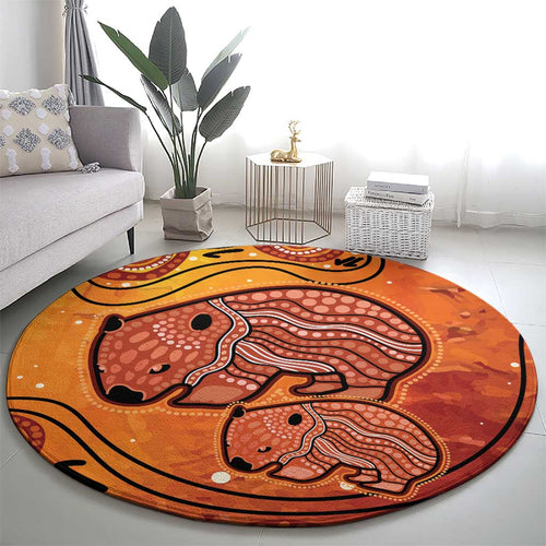 Australia Wombat Round Carpet Indigenous Art