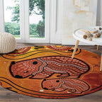 Australia Wombat Round Carpet Indigenous Art