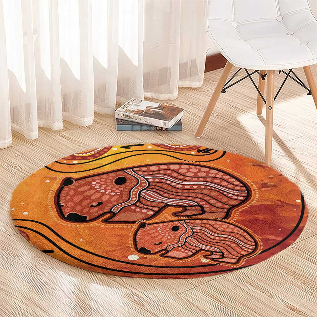 Australia Wombat Round Carpet Indigenous Art
