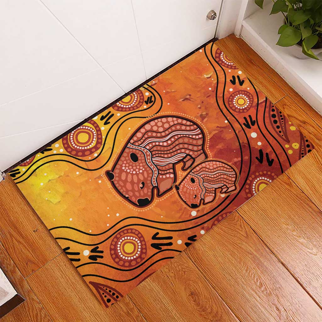 Australia Wombat Rubber Doormat Indigenous Art