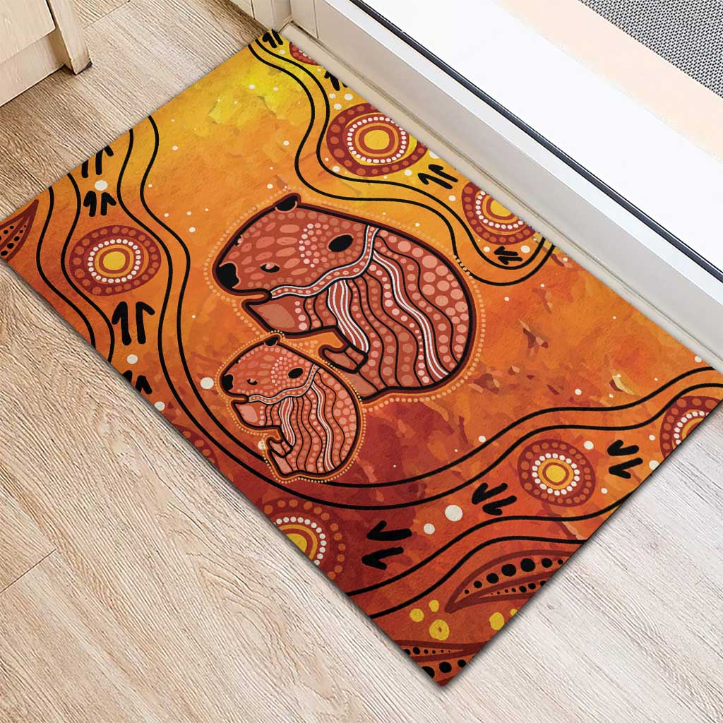 Australia Wombat Rubber Doormat Indigenous Art