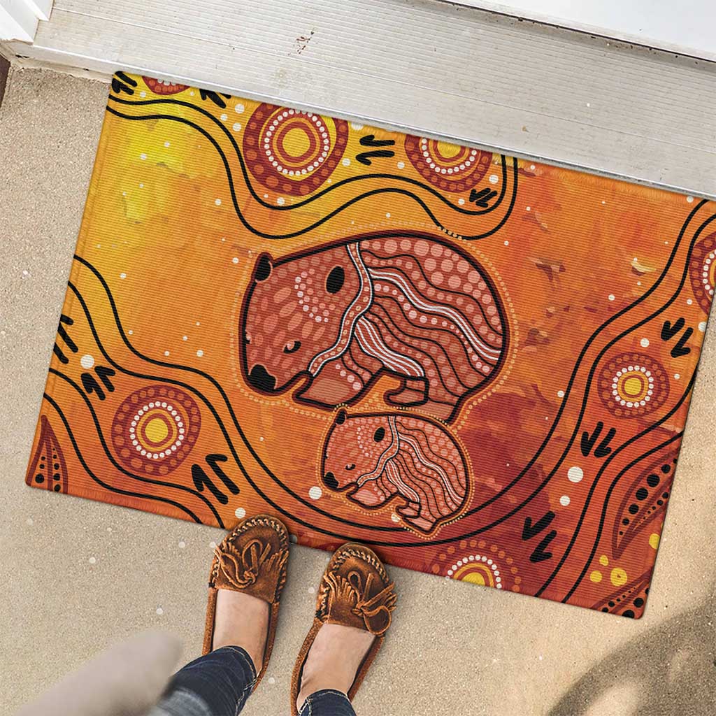 Australia Wombat Rubber Doormat Indigenous Art