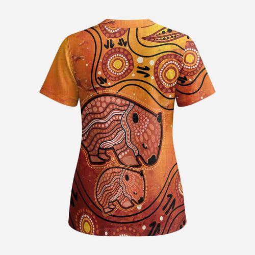 Australia Wombat Scrub Top Indigenous Art - Aussie Hoodie