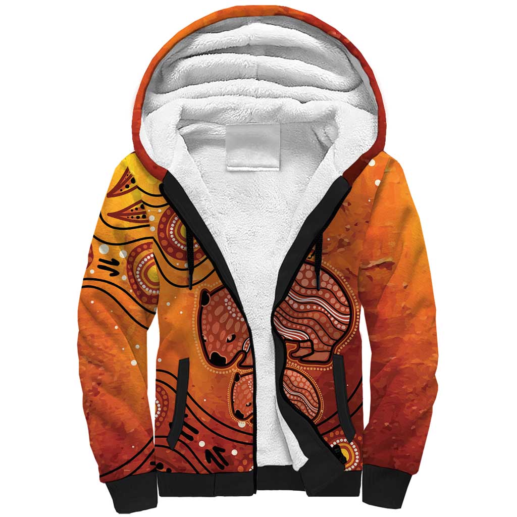 Australia Wombat Sherpa Hoodie Indigenous Art