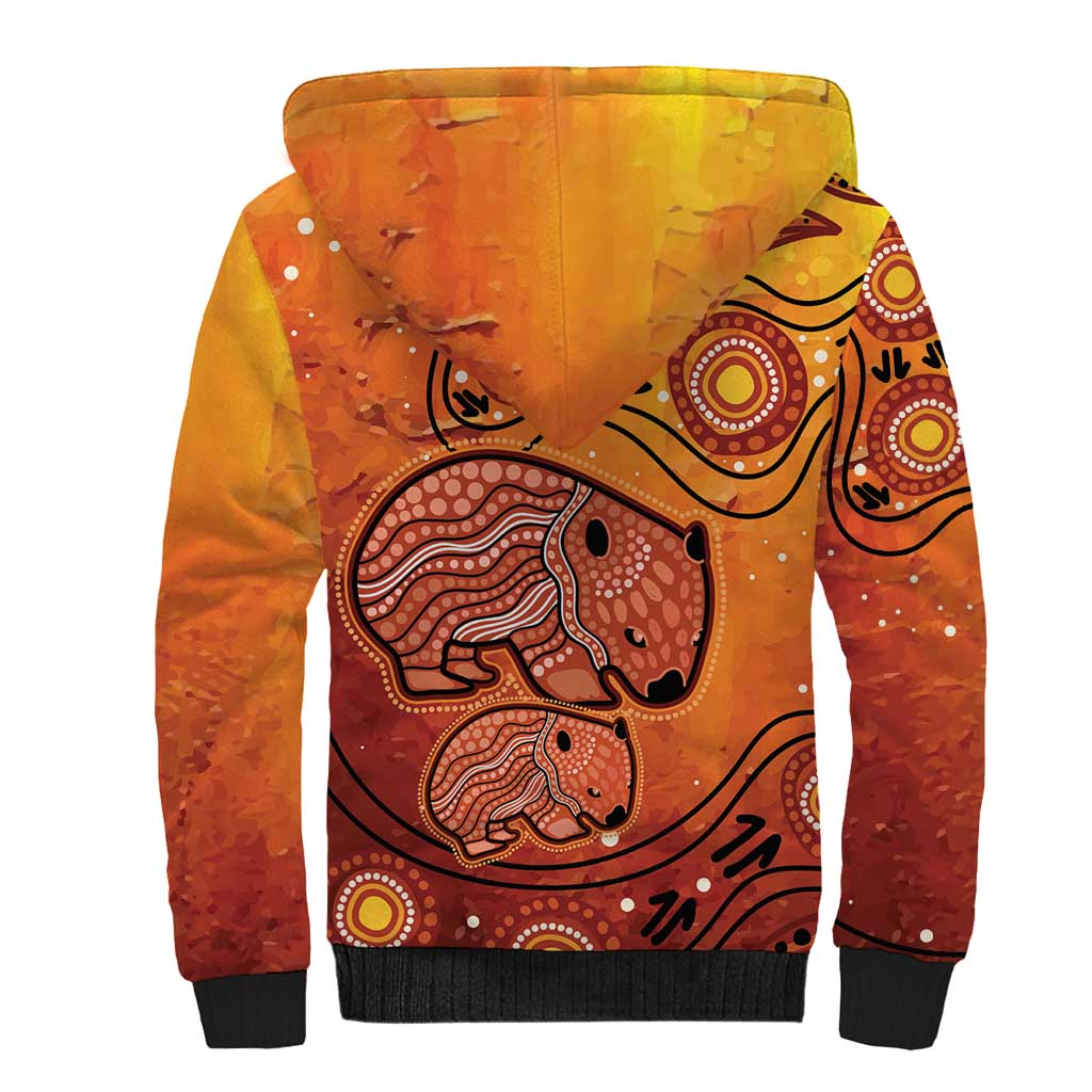 Australia Wombat Sherpa Hoodie Indigenous Art