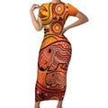 Australia Wombat Short Sleeve Bodycon Dress Indigenous Art