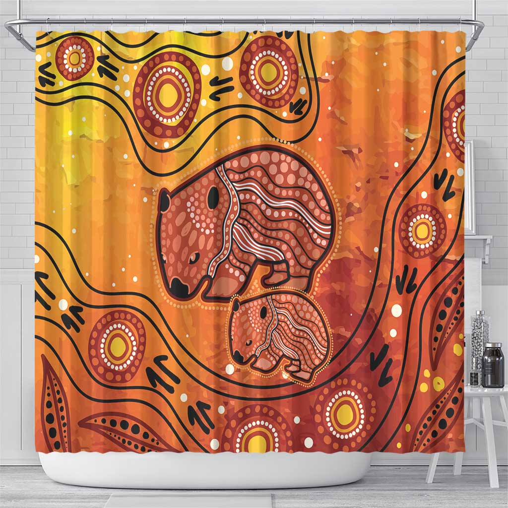 Australia Wombat Shower Curtain Indigenous Art