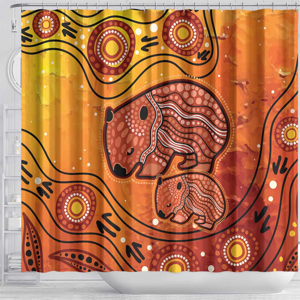 Australia Wombat Shower Curtain Indigenous Art