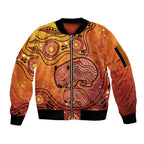 Australia Wombat Sleeve Zip Bomber Jacket Indigenous Art