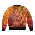 Australia Wombat Sleeve Zip Bomber Jacket Indigenous Art