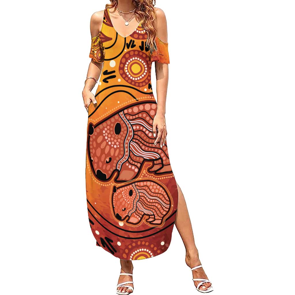 Australia Wombat Summer Maxi Dress Indigenous Art