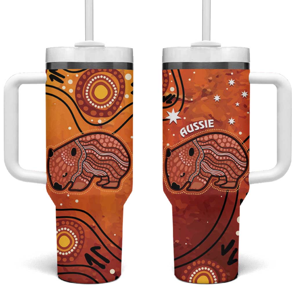 Australia Wombat Tumbler With Handle Indigenous Art