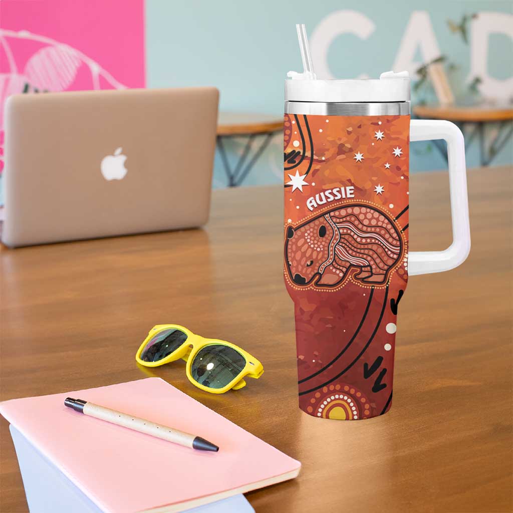 Australia Wombat Tumbler With Handle Indigenous Art