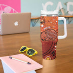 Australia Wombat Tumbler With Handle Indigenous Art