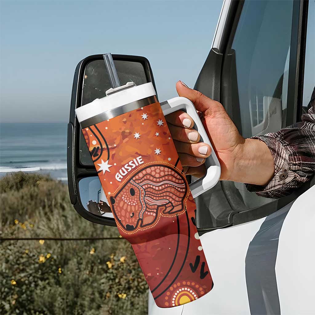 Australia Wombat Tumbler With Handle Indigenous Art