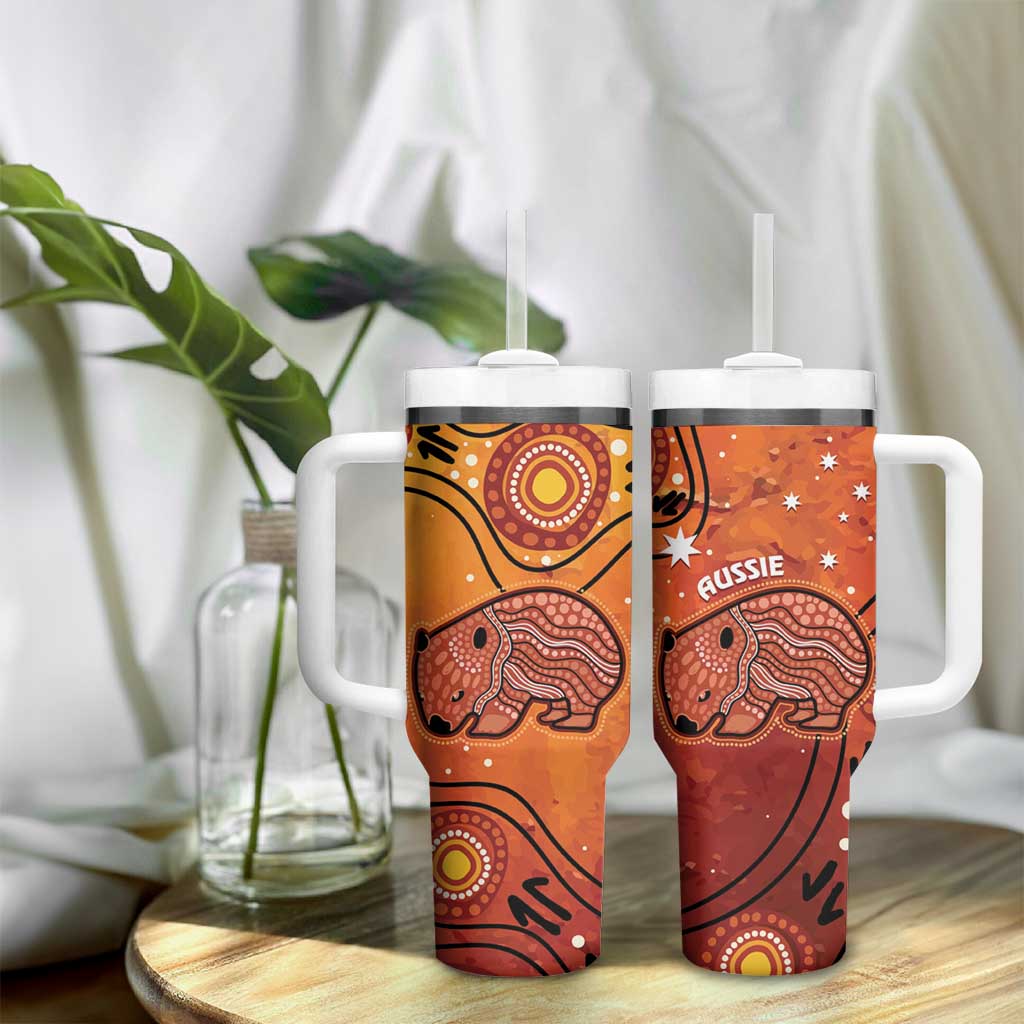 Australia Wombat Tumbler With Handle Indigenous Art