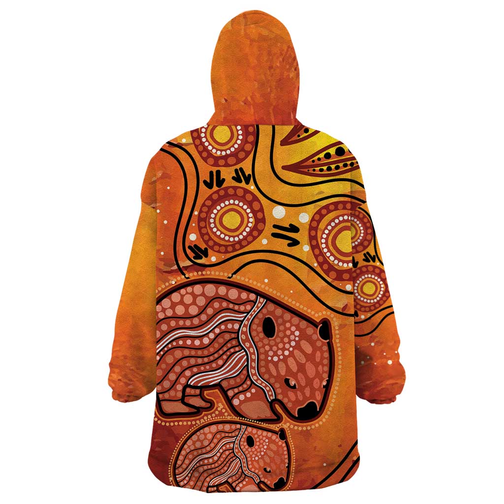 Australia Wombat Wearable Blanket Hoodie Indigenous Art