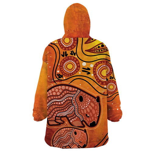 Australia Wombat Wearable Blanket Hoodie Indigenous Art