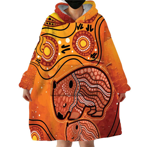 Australia Wombat Wearable Blanket Hoodie Indigenous Art