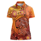 Australia Wombat Women Polo Shirt Indigenous Art