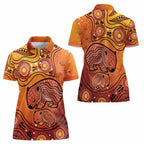 Australia Wombat Women Polo Shirt Indigenous Art