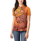 Australia Wombat Women Polo Shirt Indigenous Art