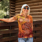 Australia Wombat Women Polo Shirt Indigenous Art