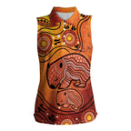 Australia Wombat Women Sleeveless Polo Shirt Indigenous Art