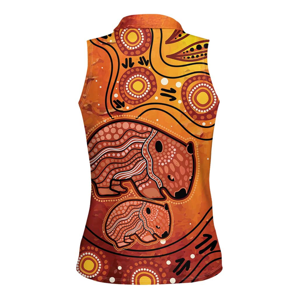 Australia Wombat Women Sleeveless Polo Shirt Indigenous Art