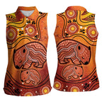 Australia Wombat Women Sleeveless Polo Shirt Indigenous Art