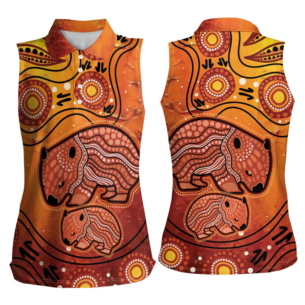 Australia Wombat Women Sleeveless Polo Shirt Indigenous Art