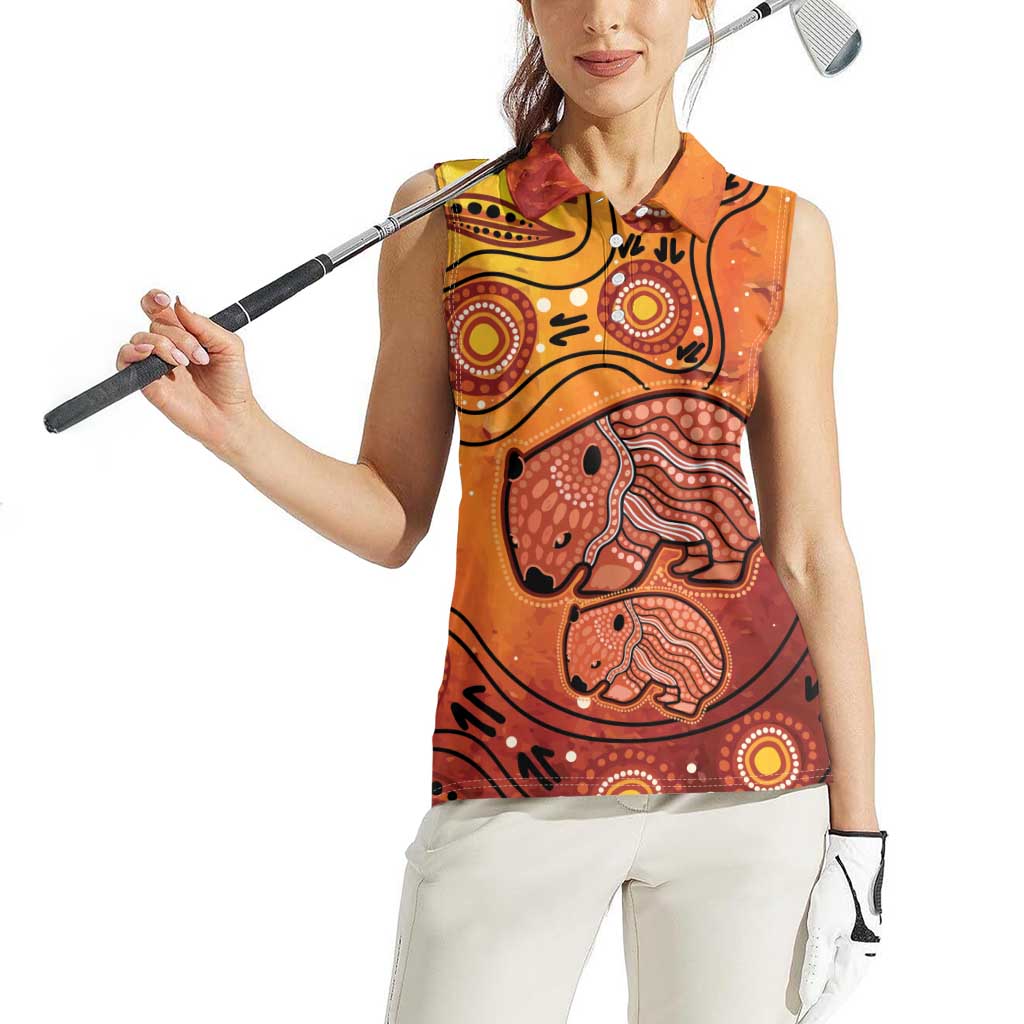 Australia Wombat Women Sleeveless Polo Shirt Indigenous Art