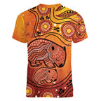 Australia Wombat Women V-Neck T-Shirt Indigenous Art