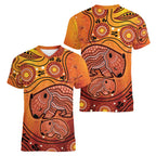 Australia Wombat Women V-Neck T-Shirt Indigenous Art