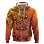 Australia Wombat Zip Hoodie Indigenous Art