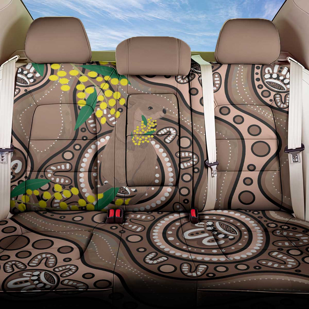 Australia Cute Quokka Back Car Seat Cover Indigenous Art With Golden Wattle