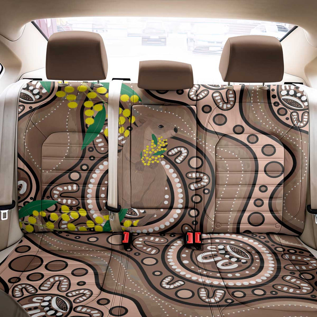 Australia Cute Quokka Back Car Seat Cover Indigenous Art With Golden Wattle
