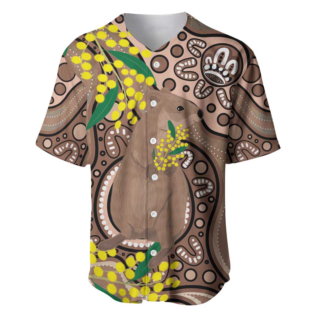 Australia Cute Quokka Baseball Jersey Indigenous Art With Golden Wattle