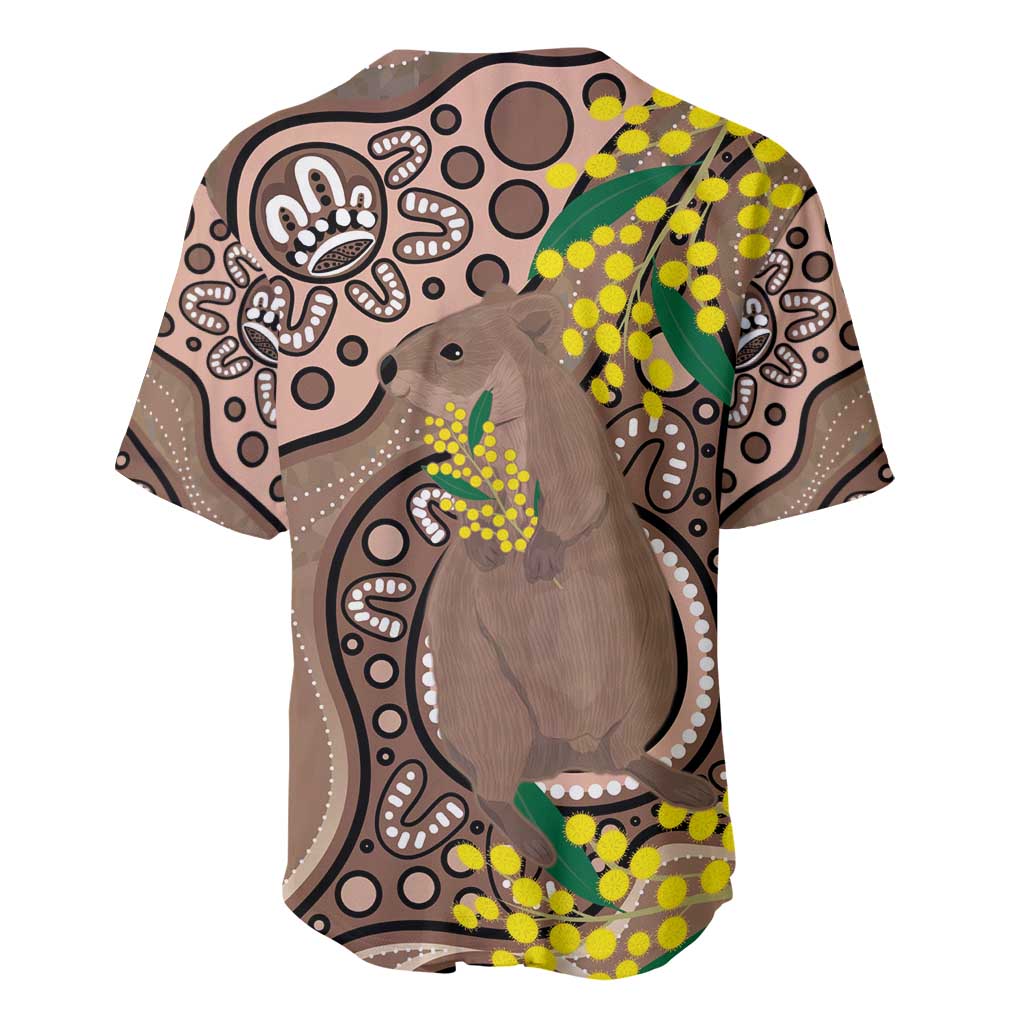 Australia Cute Quokka Baseball Jersey Indigenous Art With Golden Wattle