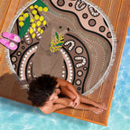 Australia Cute Quokka Beach Blanket Indigenous Art With Golden Wattle